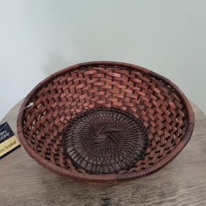 Bamboo Wicker Wood 10" Round Brown Basket Serving‎ Decor